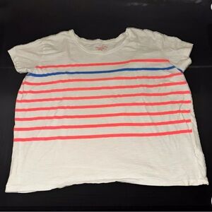 VINEYARD VINES Surftee White Neon Blue Pink Stripes Tee Shirt Size Large